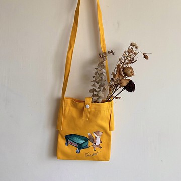 Zoesforest森林小狐狸古物推車斜背小包-黃色