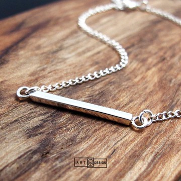 ART64 心的道路 幾何長方設計手鍊 純銀手鍊 女生手鍊