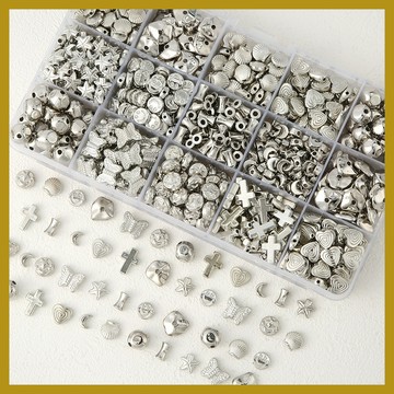 （10個/包）藏銀色配件隔珠 diy手工串珠散珠 亞克力串珠 串珠 串珠材料 串珠材料包 珠珠材料 手串材料