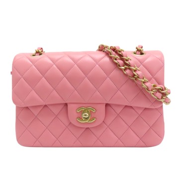 【二手名牌BRAND OFF】CHANEL 香奈兒【再降價】粉色 菱格紋羊皮 COCO 25 肩背包 A01113 無卡