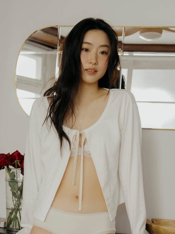 Fluffy Organic String Cardigan [WHITE]