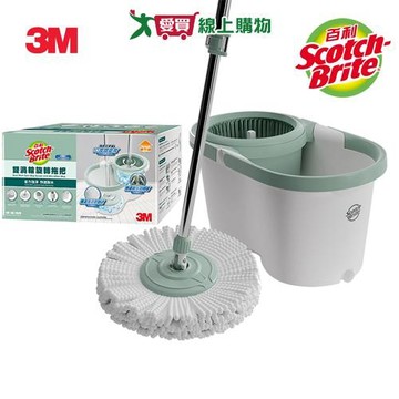 3M百利 雙渦輪旋轉拖把1桶1布 清潔 掃除 拖把 旋轉拖把【愛買】