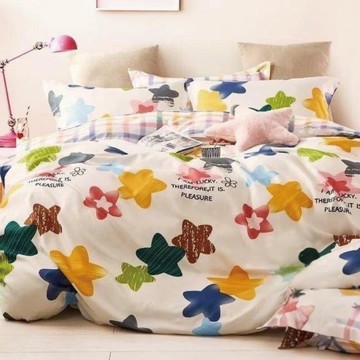 AGAPE雅家倍 - MIT舒柔棉床包枕套組-彩色星星