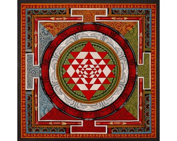 神聖幾何三摩耶曼陀羅 — 手工喜馬拉雅帶來福運的唐卡