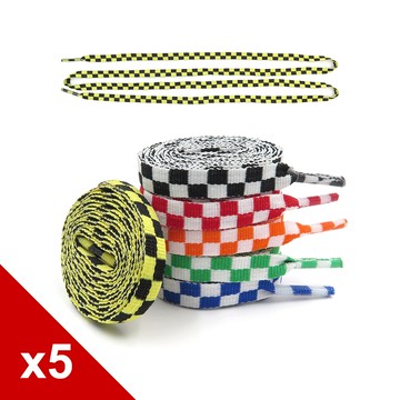 糊塗鞋匠 優質鞋材 G210 賽道棋格紋單層扁鞋帶120cm 5雙