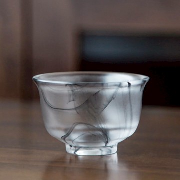 晟窯日式單杯純手工主人杯單個功夫茶具琉璃水墨風杯日式玻璃茶杯