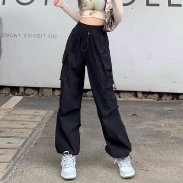 女童美式黑色工裝褲2025春秋季新款12歲中大童休閑褲子粉色運動褲