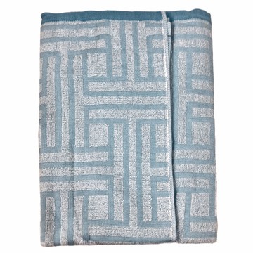 Crocodile 鱷魚 編織圖騰提花浴巾 63 x 137公分 100%棉 台灣製  藍色  1條