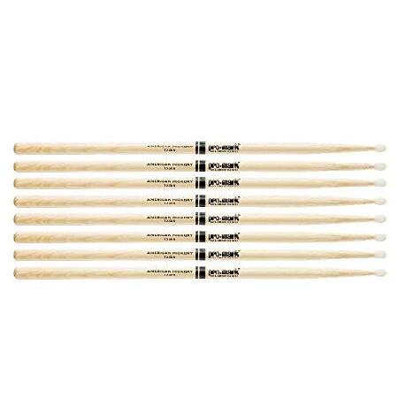 PACK Pro-Mark Hickory Drum Sticks, 5A Oval Nylon Tips, Medium, Made in USA, TX5AN-4