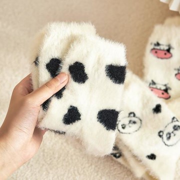 月子襪子女中筒襪秋冬季水貂絨保暖珊瑚絨加厚松口居家睡眠地板襪