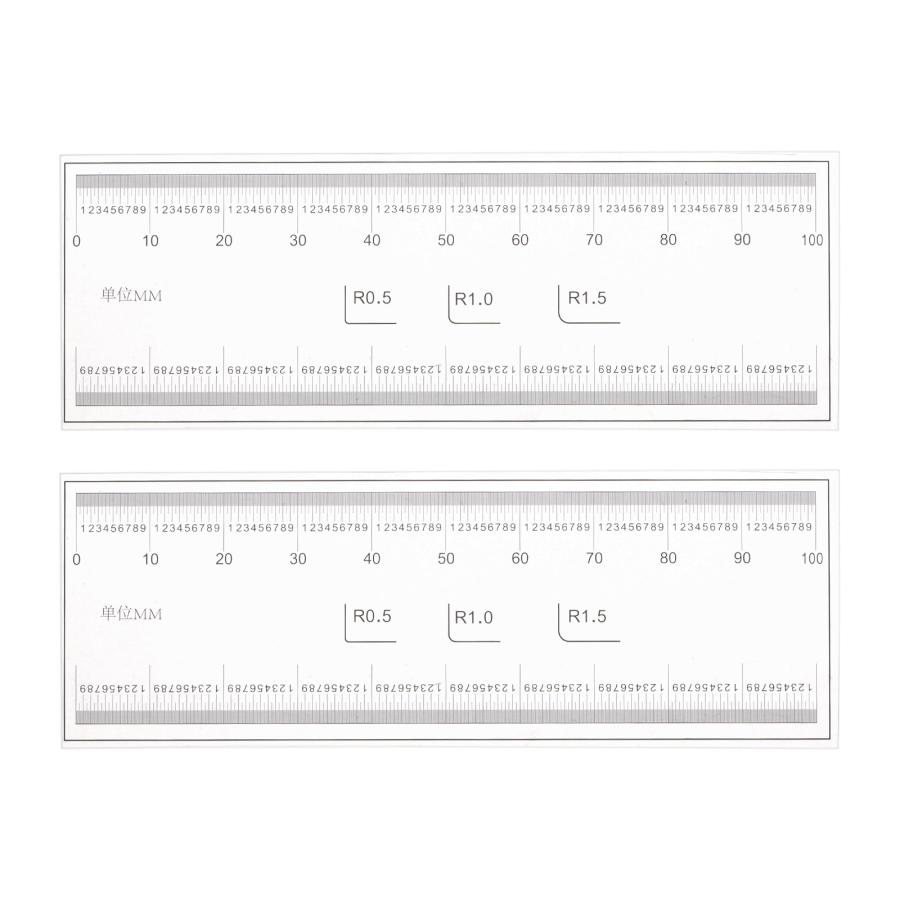 uxcell フィルムフレキシブル定規 10 cm 0.1mmスケール Rアングルと幅線付き PET樹脂製 折りたたみ直定規 工場用 透明 2個