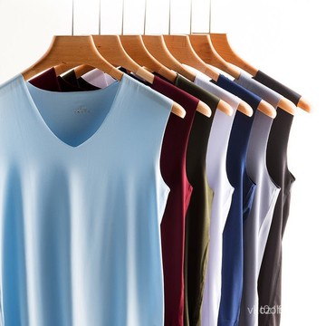 【24小時-臺中出貨】高品質冰絲背心無痕背心健身坎寬肩上衣跑步運動款無痕背心速幹內外穿背心V領無痕背心K