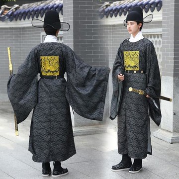 漢服男裝明制官服武官一品獅子繡花圓領袍復原黑色古風中國風古裝