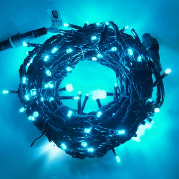 摩達客 100燈LED燈單閃燈串-特級光馬卡龍藍光黑線插電式/環保省電LED100燈-藍光