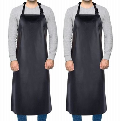 2 Pack Waterproof Rubber Black Vinyl Apron for Men 39" Lightweight Chemical
