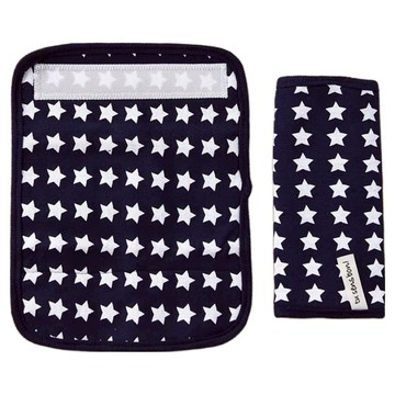 Bebehome 居家生活 安全帶磨牙口水巾/推車背帶吸水口水巾兩件組  藍底白星  1組