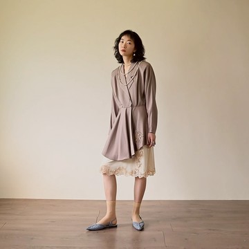 【NaSuBi Vintage】布蕾絲綴飾古著罩衫外套