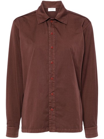 LEMAIRE - dyed cotton-satin shirt - women - Cotton - 36 - Brown