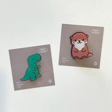 animal 恐龍別針 水獺 別針 胸針 徽章 胸章 小徽章 可愛徽章