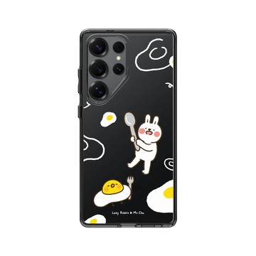 Galaxy S25 Ultra Clear 酷墨灰 - 懶散兔與啾先生 Lazy Rabbit and Mr.Chu - 荷包蛋