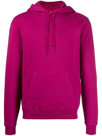 Saint Laurent - logo-print oversized hoodie - men - Fabric - S - Pink