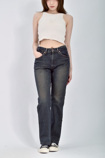 (L) big john高腰丹寧牛仔質感棉質純棉素面藍色長褲