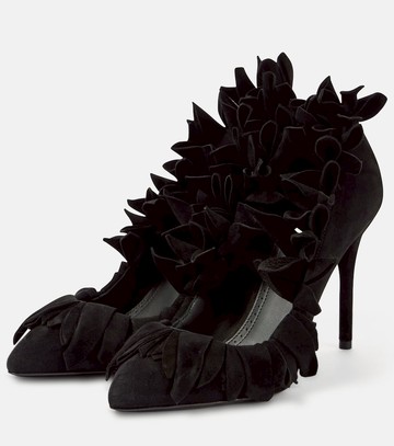 Alaïa Petal ruffled suede pumps