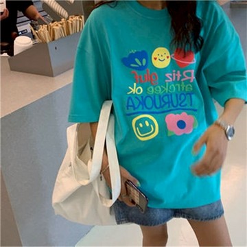 美式復古短袖t恤女夏季寬松ins潮原宿風oversize半袖上衣