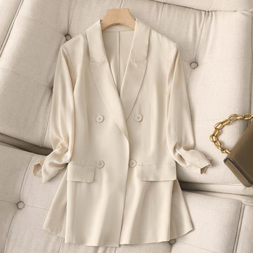 桑蠶絲春夏款薄外套2025新小西裝小眾原創設計女士高級感真絲西服