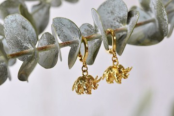 二毛銀【童年趣味-三角龍立體實心-圈圈耳環】銀 or 金