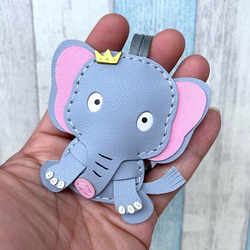療癒小物 灰色 可愛 大象 純手工縫製 皮革 吊飾 小尺寸