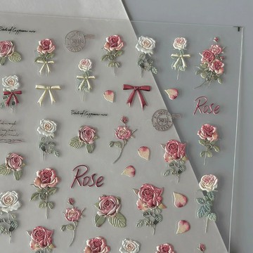 🎀免運臺灣有貨🎀小紅書同款復古乾枯玫瑰平面貼ins風高顏值啞光美甲指甲筆桿貼紙🎀可開票