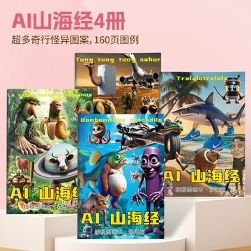 【臺書屋】AI山海經 線描圖畫本 全套6本100%正品 描摹本 畫畫本 木棍人篇线稿显色涂儿童益智画画本搞笑AI山海