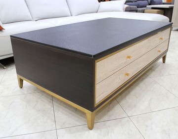 【歐風別館】華爾滋胡桃岩燒石鍍金腳3*5尺大茶几【基隆至台中免運費】