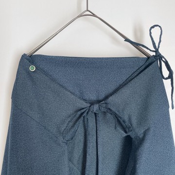 【僅此一件】羊毛古董和服改造 三角寬褲 深藍細格紋