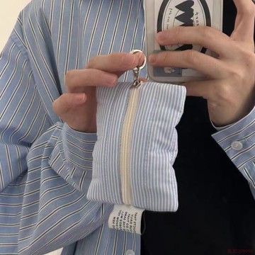 桃園出貨✨漢堡派對|條紋雲朵零錢包2025新款高顏值大容量小清新Ins風收納包
