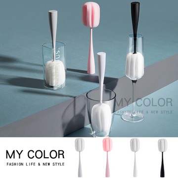 現貨 杯刷 清潔刷 可站立式 大刷頭 海綿刷 洗杯刷 奶瓶刷 清洗刷 防刮 保溫杯 海綿 玻璃杯 清潔刷 長柄杯刷 廚房 洗碗刷 可拆卸洗 可立式長柄杯刷♚MY COLOR♚【Q302】