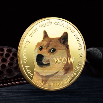 狗狗幣實物dogecoin紀念幣鍍金紀念章馬斯克帶貨金幣收藏工藝品