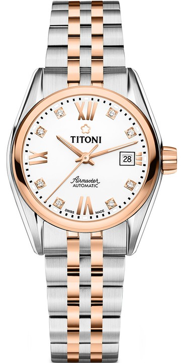 TITONI 梅花錶 空中霸王系列 AIRMASTER 機械女腕錶(23909SRG-063)-27mm-白面鋼帶【刷卡回饋 分期0利率】【APP下單點數13倍送】