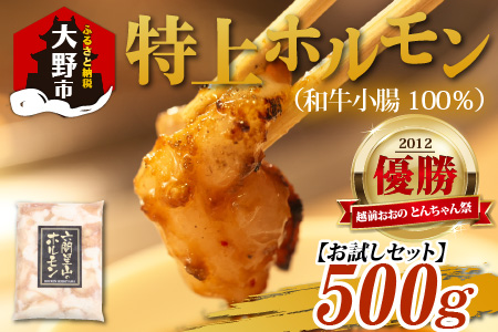 とんちゃん祭2012年優勝商品！特上ホルモン（和牛小腸100％）（500g×1袋）[A-026003]