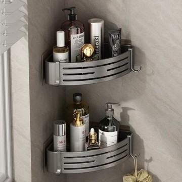 【i LIFE】浴室三角置物層架(高度6.8cm 廁所轉角架 掛壁置物架 廚房收納架)