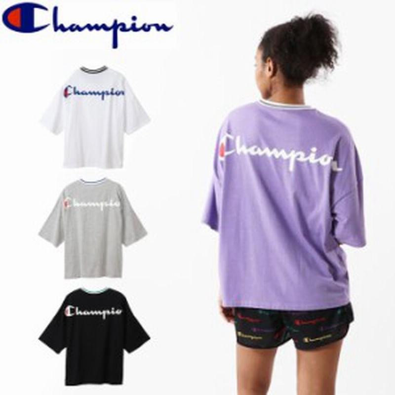 メール便 Champion チャンピオン Tシャツ レディース 半袖 カジュアル ビッグtシャツ ホワイト グレー ブラック 通販 Lineポイント最大1 0 Get Lineショッピング