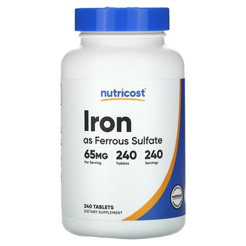 Nutricost, 鐵，65 毫克，240 片