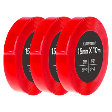 DADA 高黏度無痕防水雙面膠帶 15mm x 10m  透明  3個