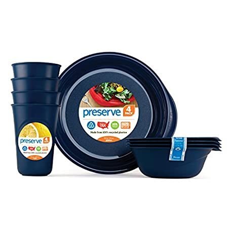 Preserve Everyday Tableware Set: Four Plates, Four Bowls and Four Cups, Mid