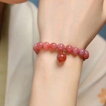 超高品質 避邪手鍊 保平安 單圈手鍊 女手鍊 水晶手鍊 鹽源瑪瑙手鍊 桃子吊墜 護身手鍊 送閨蜜 送女生禮物 112 C