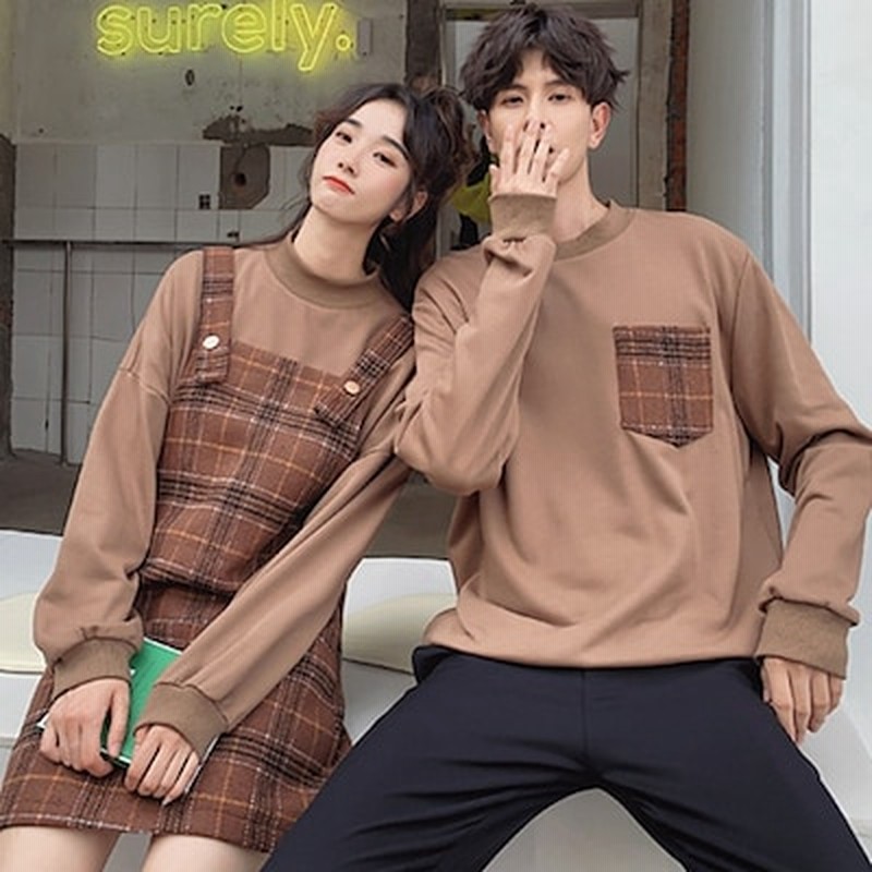 カップル ペアルック パーカー 韓国 チェック柄 ペアルック カップル ワンピース カップル ペアルックトレーナー 春秋 レディース ジャンパースカートセットアップ メンズパーカー 記念日 お祝い カ 通販 Lineポイント最大get Lineショッピング