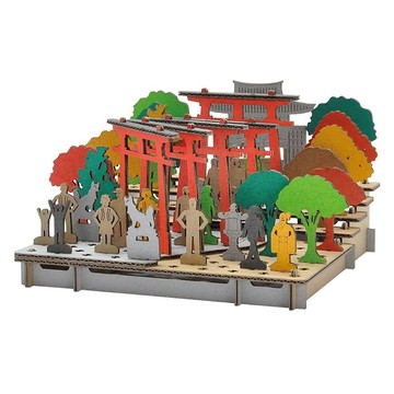 Hacomo PUSU 3D系列 療癒系紙模型 益智玩具 輕鬆組裝  4423 日本稻荷神社  1個