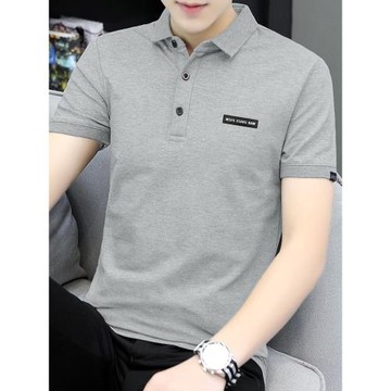 夏季POLO衫保羅翻領短袖t恤男有領商務潮牌潮流簡約百搭灰色半袖w