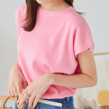 日本 Kobe Lettuce - 立領顯瘦剪裁法式袖上衣-粉紅